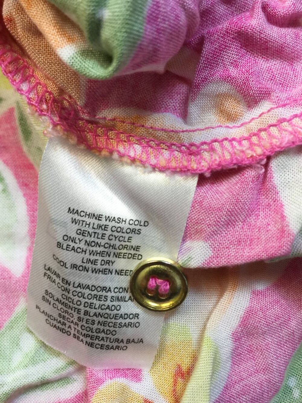 Caribbean Joe Shirt Blouse Size L Womans Pink Floral Sleeveless Hawaiian Beach - Picture 5 of 14